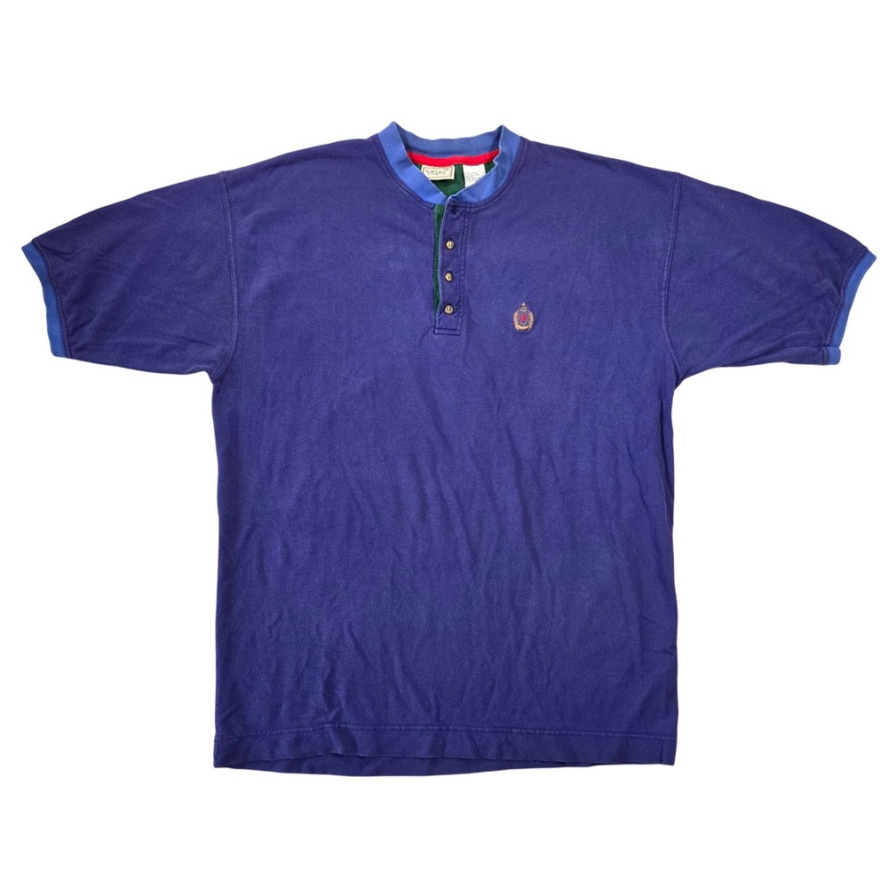 Vintage Bugle Boy Company Purple Henley Shirt XL Short Sleeve 90s Skater Retro